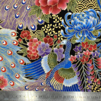 Tissu japonais ROBERT KAUFMAN© paons et fleurs – Image 3